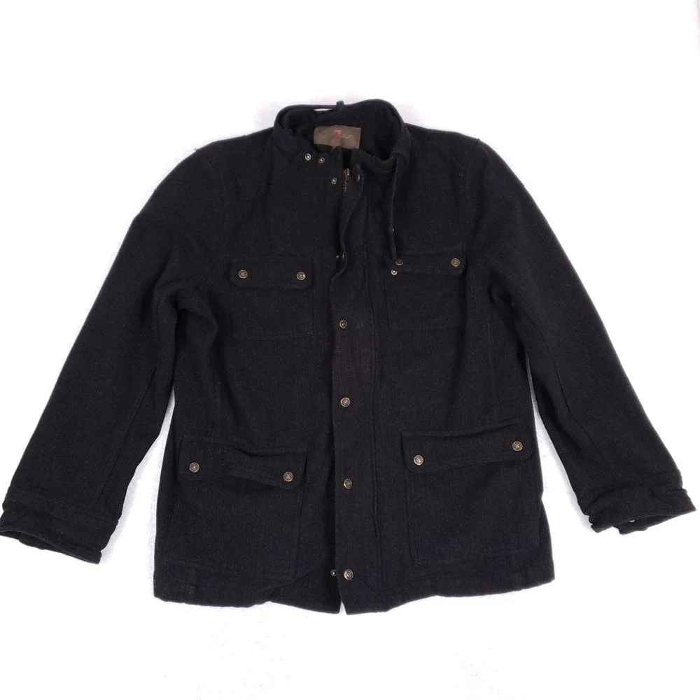 7 For All Mankind Wool Blend Utility Jacket Size‎ XL Black Rugged Luxe Outerwear